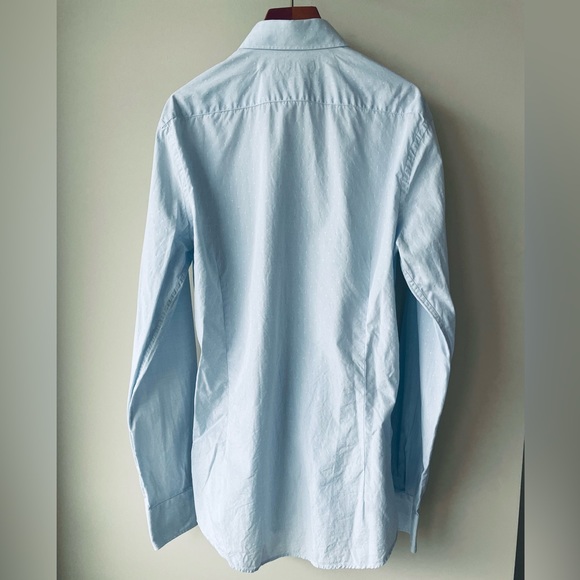 👔🔥 Massimo Dutti Dress Shirt baby blue polkadot - Picture 2 of 7